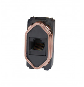 Modulo Rj45 (Internet) - Novara Preto Birlhante c/ Ouro Rose